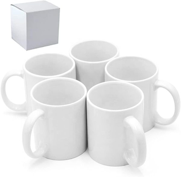 Sublimation Mugs, Cups 11oz Sublimation Ceramic Blank Coffee Mugs,White Cups, Sulimation Blanks, Blank White Mugs-36 pack bulk bundle (36pc White)