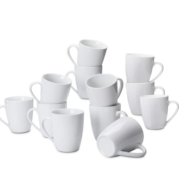 Porcelain, 12 oz Coffee Mug Set, 12 Count, White (Previously  )
