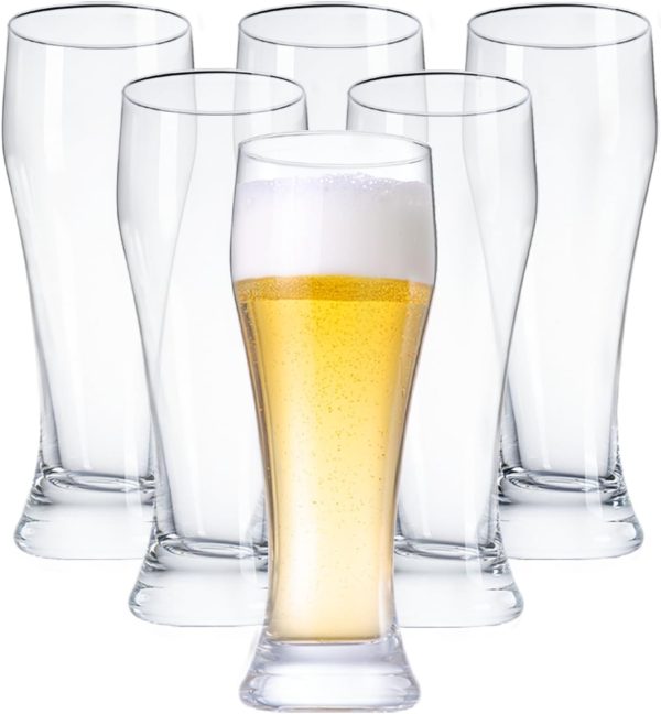 Beer Glasses Set of 6,14.7oz Glasses Drinking Set, Craft Pint Glasses for Freezer Supply Aroma Retention, Tall Beer Mug and Glassware Gifts for Men