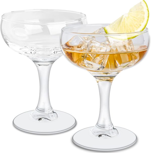 Small  Glasses Set of 2, Stemless Cocktail Glasses for Martini Margarita Champagne Whiskey, 4.5oz Small Round Wine Glass - Clear Glassware Sets