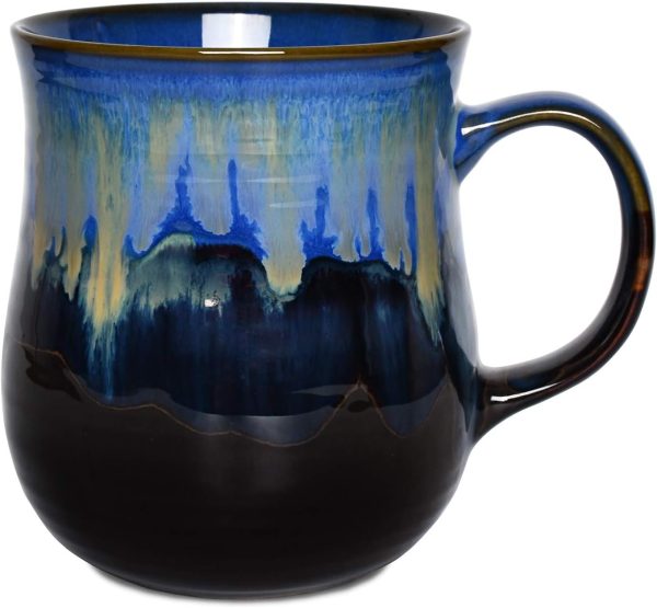 Large Ceramic Coffee Mug, Blue Big Tea Cup for Office and Home, 21 Oz, Dishwasher and Microwave Safe, 1 PCS