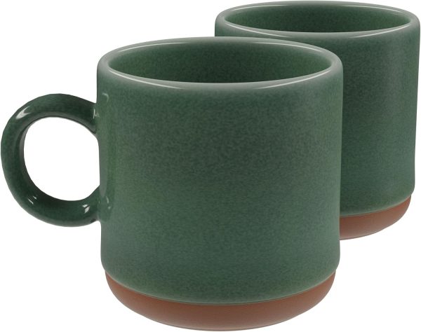 Coffee Mug | Set of 2 | 4-Inch Stoneware Cup for Coffee, Tea, Latte, and Hot Chocolate | Coffee & Breakfast Bar, Kitchen Cups | Dishwasher and Microwave Safe (Green)