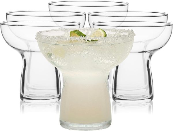 Stemless Margarita Glasses Set of 6, Modern Margarita Glasses, Lightweight, Unique Bar Glasses, Lead-Free Margarita Set, 10.25 ounces