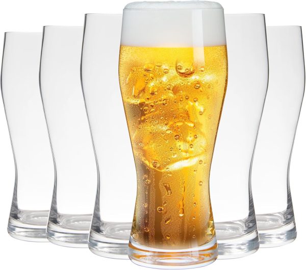 20oz Pilsner Beer Glasses Set of 6, Classic Beer Glass, Large Capacity Beer Cup, Stylish Beer Gifts, Beer Cups and Mugs