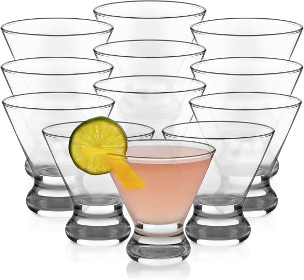 Stemless Martini Glasses, Dishwasher Safe Martini Glasses 12 Count (Pack of 1), Lightweight Margarita Glasses Set for Wedding Party
