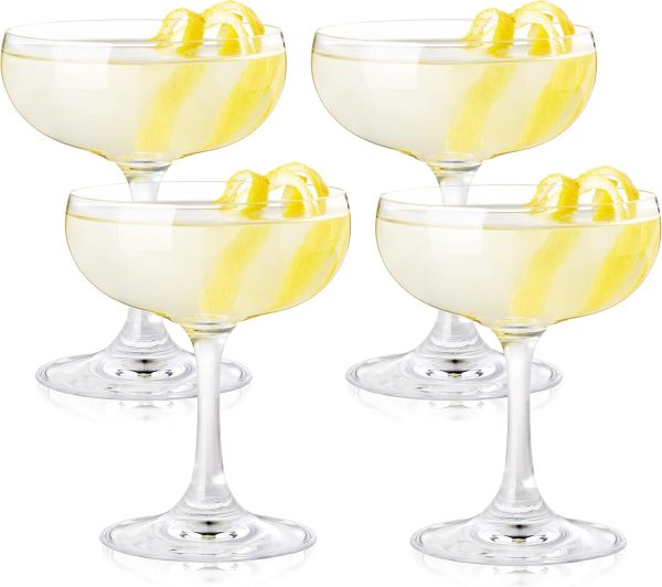 True  Glass, Superb Margarita Daiquiri Manhattan Martini Glasses Drinking Set, Cocktail Party, Home Bar Cart Accessories, 7 oz, Set of 4