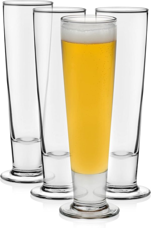 Beer Glasses Set of 4, 14.5oz, Tall Pint Glasses for , , , and More, Unique Beer Gift Set