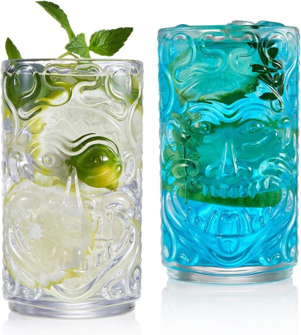 Highball Glasses - 13 oz - Novelty Drinking Glasses - Set of 2 Crystal Glass Tumbler - for Water, Juice, Beer, Cocktails, Mojito, Wine and Whiskey, Bar Glassware