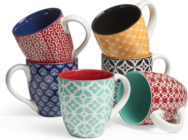 Coffee Mugs Set of 6, 19 oz Large Porcelain Mug, Ceramic Tea Cups with Handle for Men Women, Mug Gift Set, Housewarming Wedding Gift