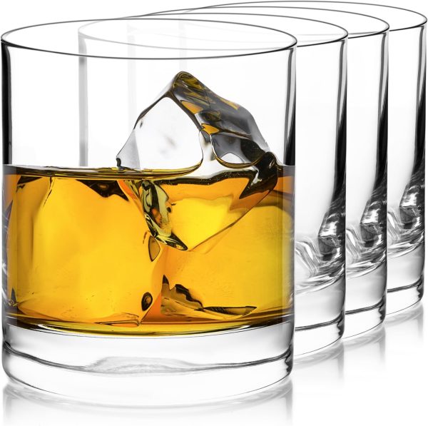 Set of 4  Glasses, 13.5 Oz. Whiskey Glass, Made in Italy Drinking Glasses, Crystal  Glass, Dishwasher Safe