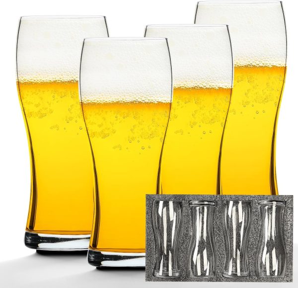 Beer Glasses Set of 4, 17 OZ Pint Glasses Pilsner Glasses for Father, Beer Mug Gifts for Men